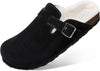 Boston Suede Slippers with Fur Lining black1
