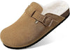 Boston Suede Slippers with Fur Lining brown