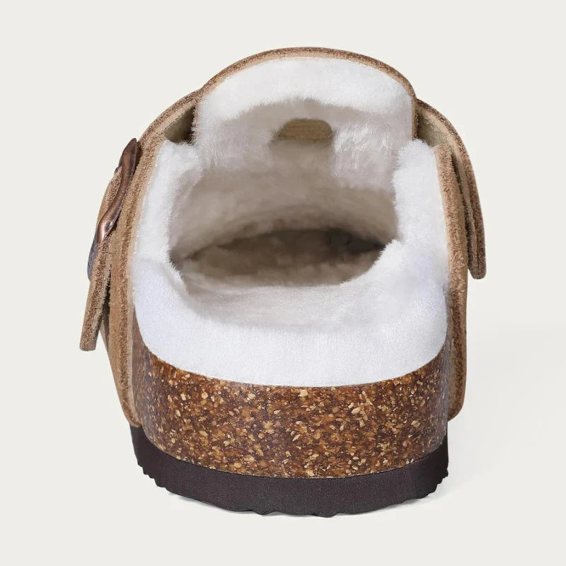 Boston Suede Slippers with Fur Lining khaki2