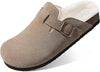 Boston Suede Slippers with Fur Lining khaki