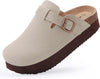 Boston Suede Slippers with Wedge Soles grey