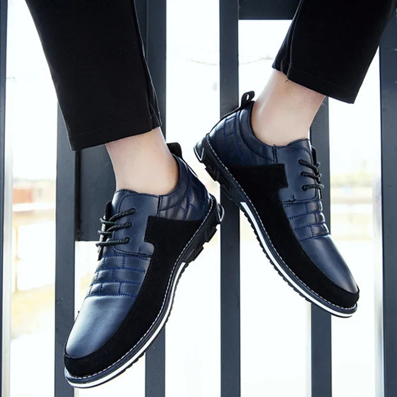Breathable Casual Leather Sneakers blue1