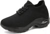 Breathable & Comfortable Knit Sneakers with High Heel black