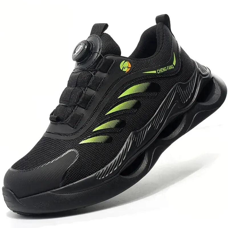 Breathable Safety Trainers with Rotating Dial Closure green