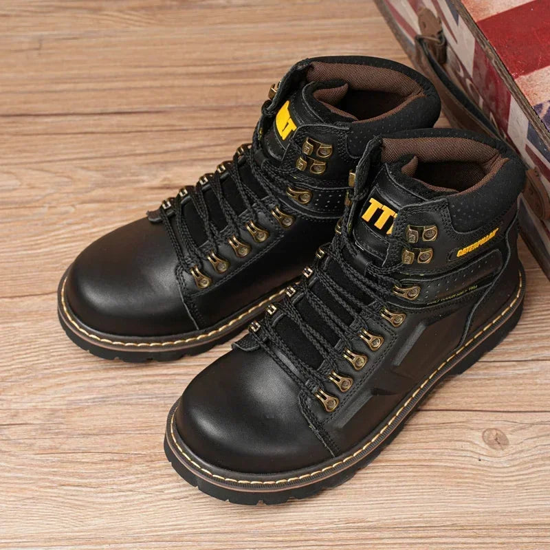 Comfortable Leather Safety Boots with Anti-Crush black1