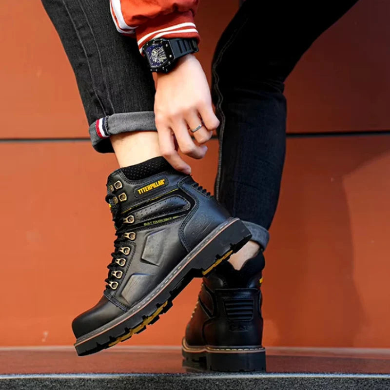 Comfortable Leather Safety Boots with Anti-Crush black2