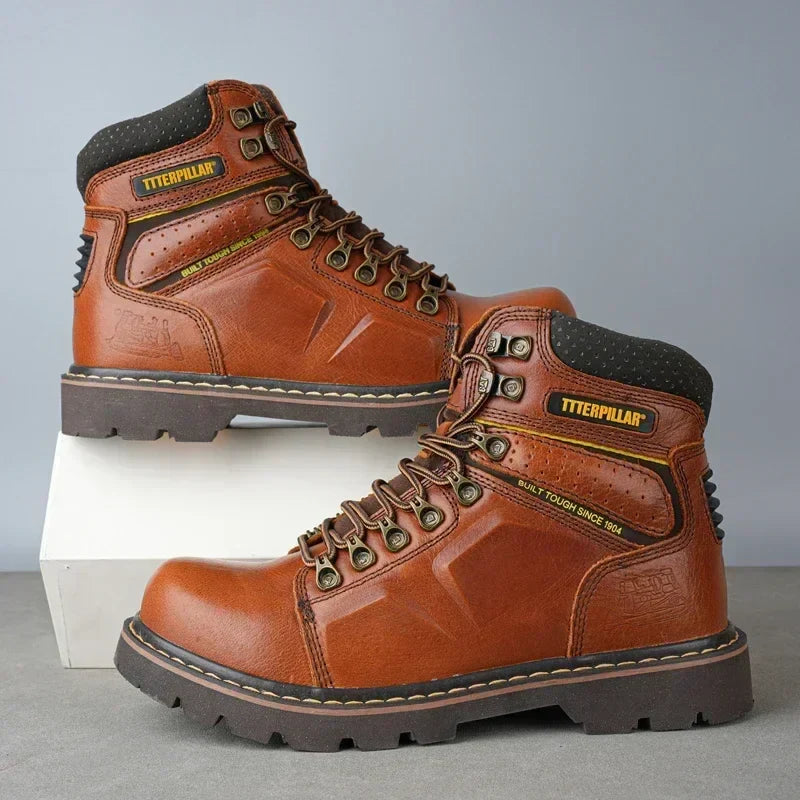 Comfortable Leather Safety Boots with Anti-Crush brown4