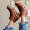 Comfortable Leather Wedge Ankle Boots brown