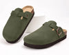 Comfortable Suede Platform Clogs green