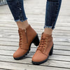 Lace-Up Chunky Heel Ankle Boots brown1