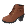 Lace-Up Chunky Heel Ankle Boots brown