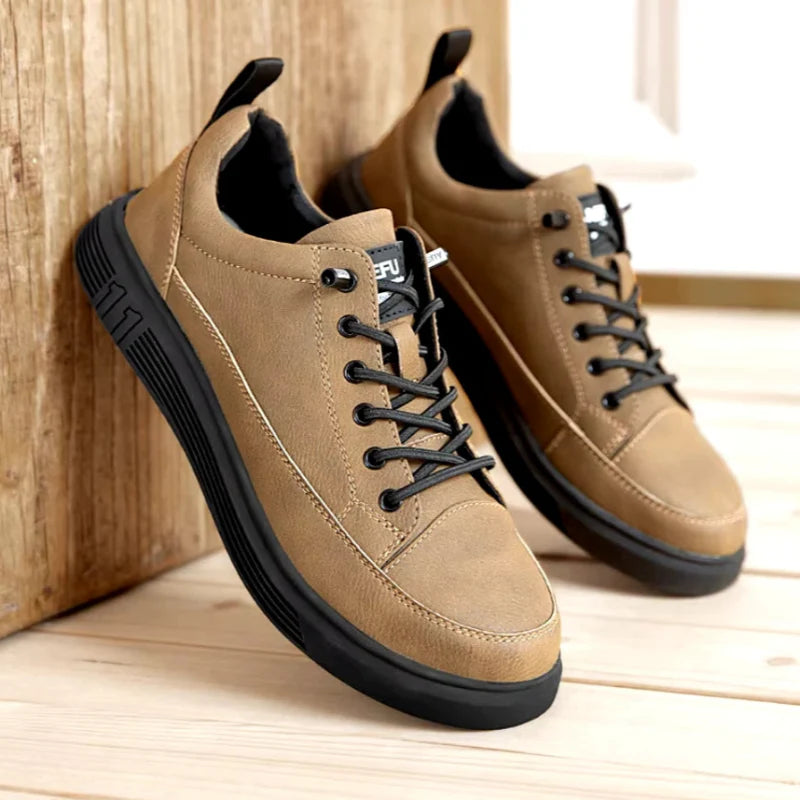 Laceless Waterproof Steel Toe Safety Sneakers brown1