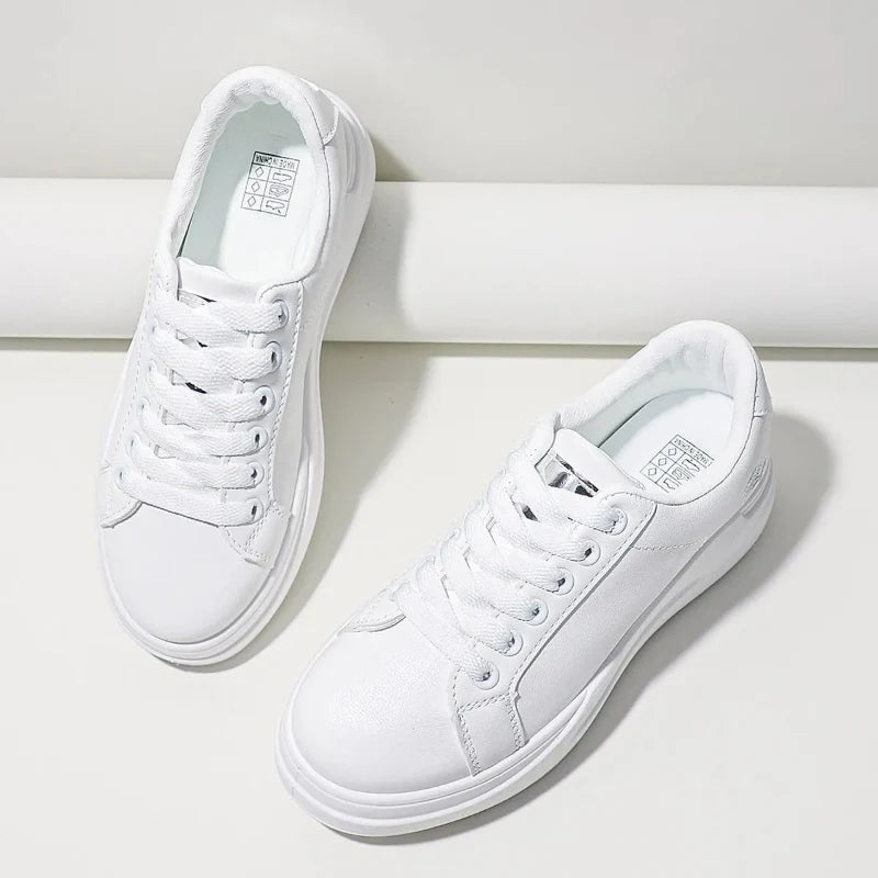 Lightweight & Flexible Platform Sneakers - For Women white silver1