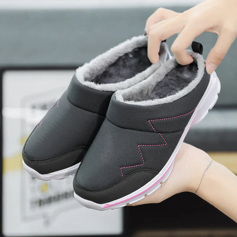 Lightweight Warm Plush Slippers pink grey