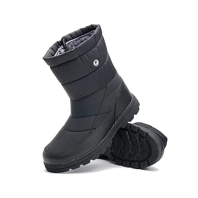 Long Plush Waterproof Snow Boots black