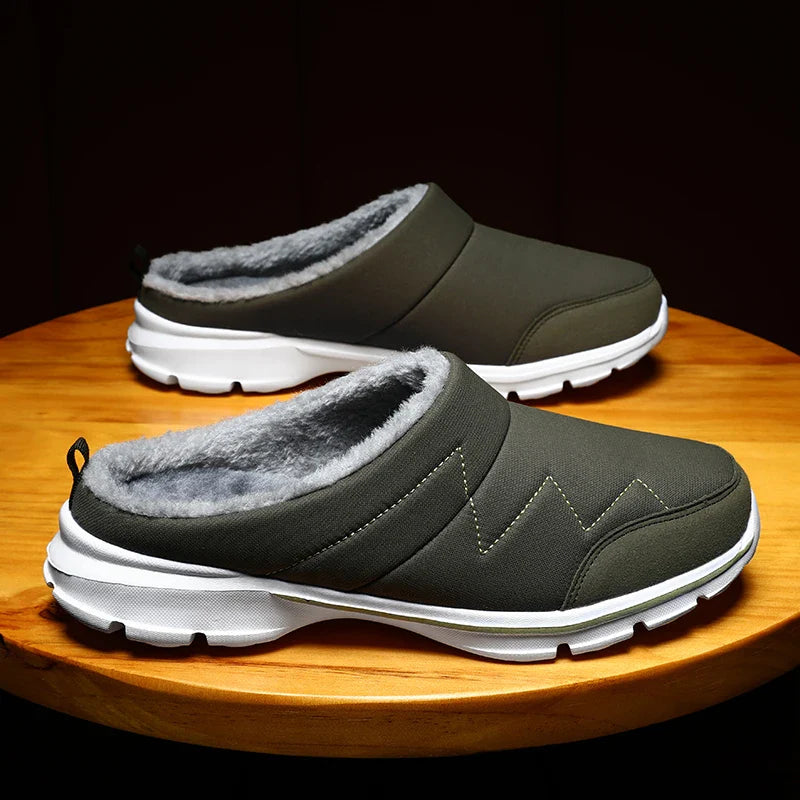 Lightweight Warm Plush Slippers green military