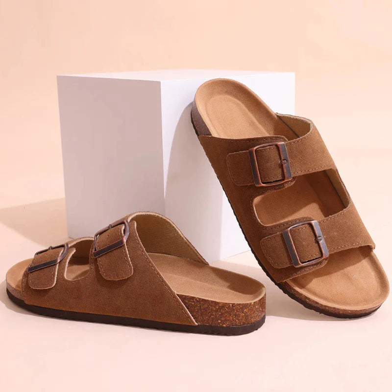 Suede & Flexible Mules with Soft Arch Support - For Women brown2