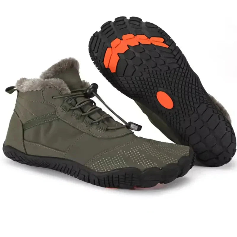 Warm Barefoot Winter Ankle Boots green