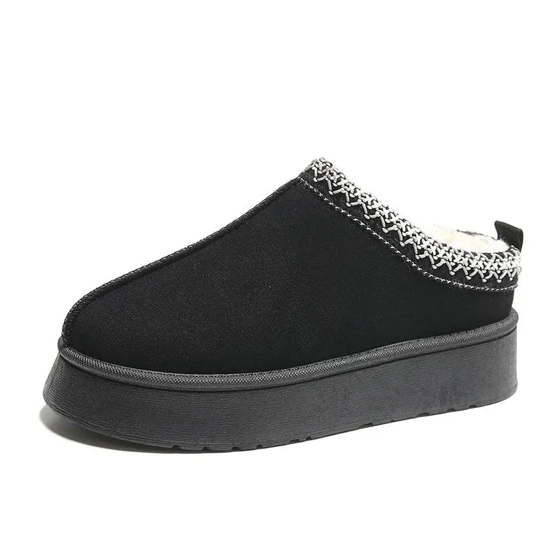 Warm Platform Slippers black