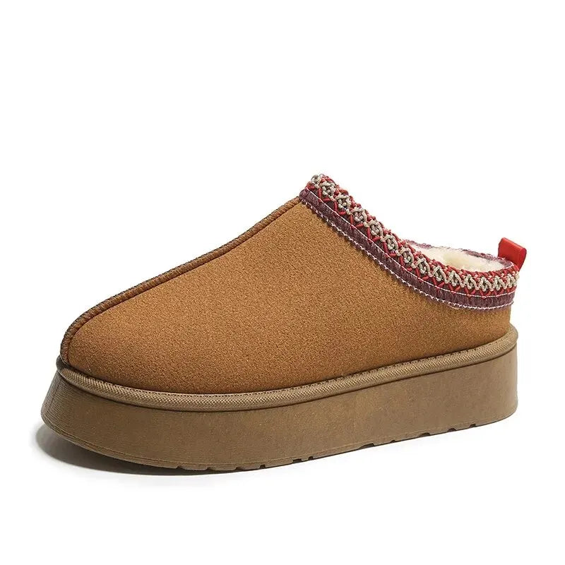 Warm Platform Slippers brown
