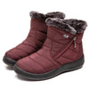 Warm Quilted Waterproof Winter Boots with Faux Fur Lining red