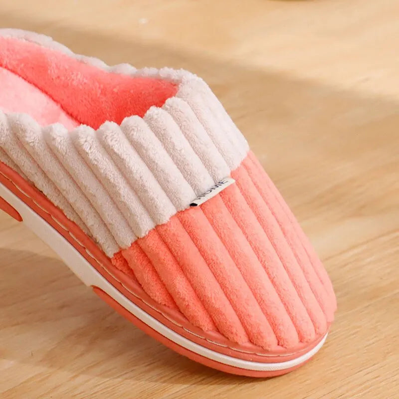 Warm Ribbed Indoor Slippers pink1