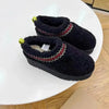 Warm Wool-Lined Slippers black
