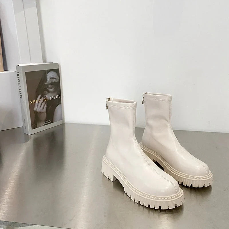 Waterproof Synthetic Leather Boots white4