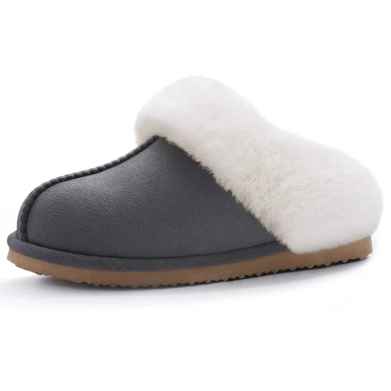 Winter Fur Lined Slippers in Suede grey1