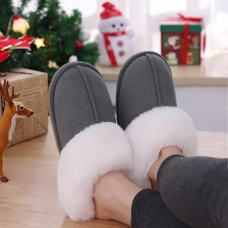 Winter Fur Lined Slippers in Suede grey2