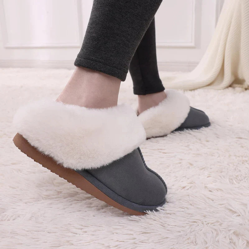 Winter Fur Lined Slippers in Suede grey3