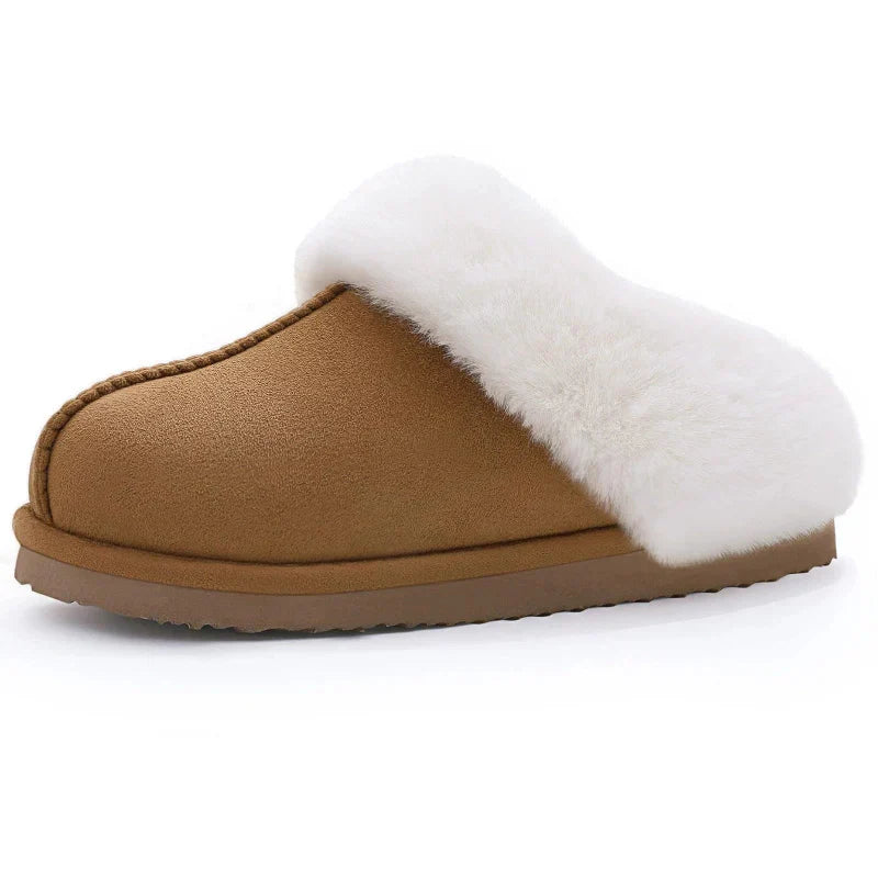 Winter Fur Lined Slippers in Suede khaki1