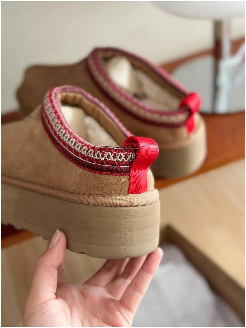 Winter Platform Fleece-Lined Slippers  brown3