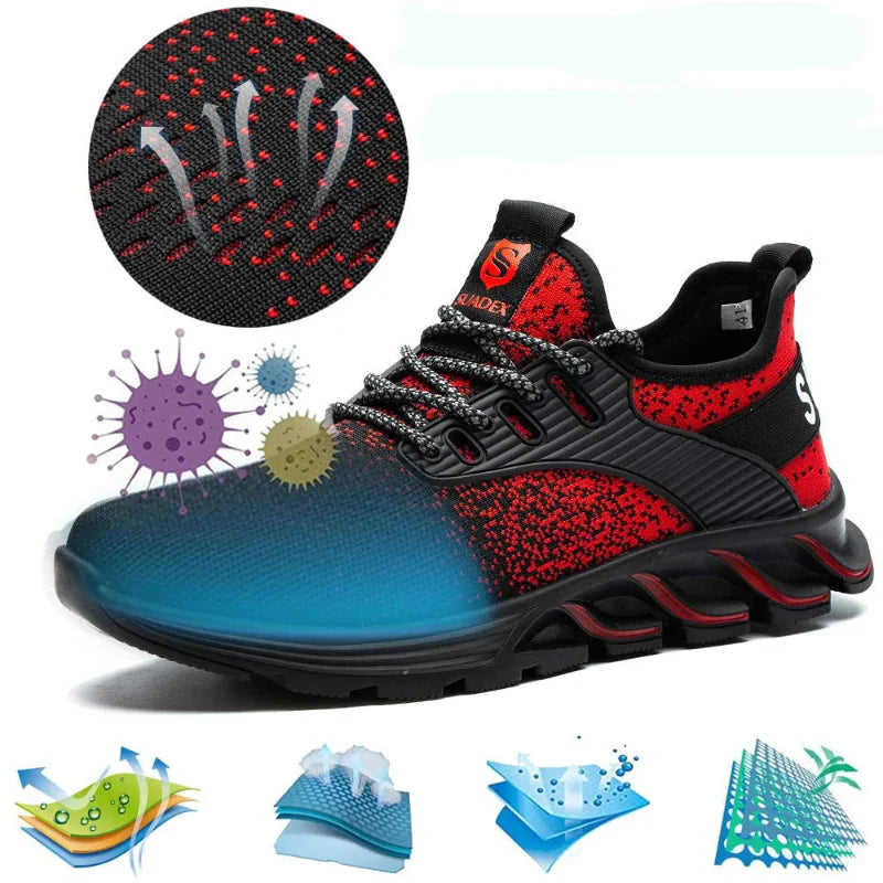 lightweight-safety-shoes-steel-toe-protective-work-trainers red2