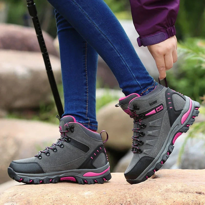 xFlexible & Anti-Slip Hiking & Trekking Boots - Unisex grey pink1